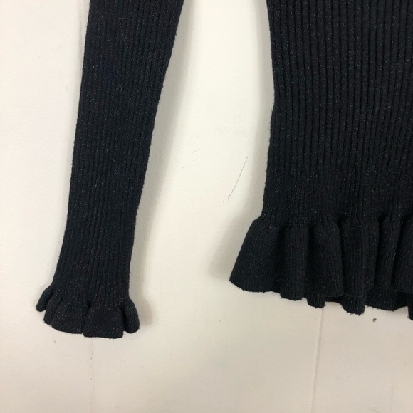 ASOS Wild Flower Ribbed Sparkle V-Neck Sweater Sz S - Picture 9 of 11